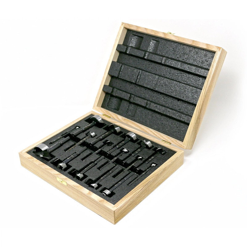 Black Shark Forstner Bit Set In Wooden Box - Imperial and Metric - 16 Piece